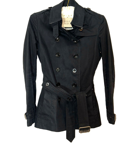 Burberry Brit Black Classic Short Trench Coat XXS