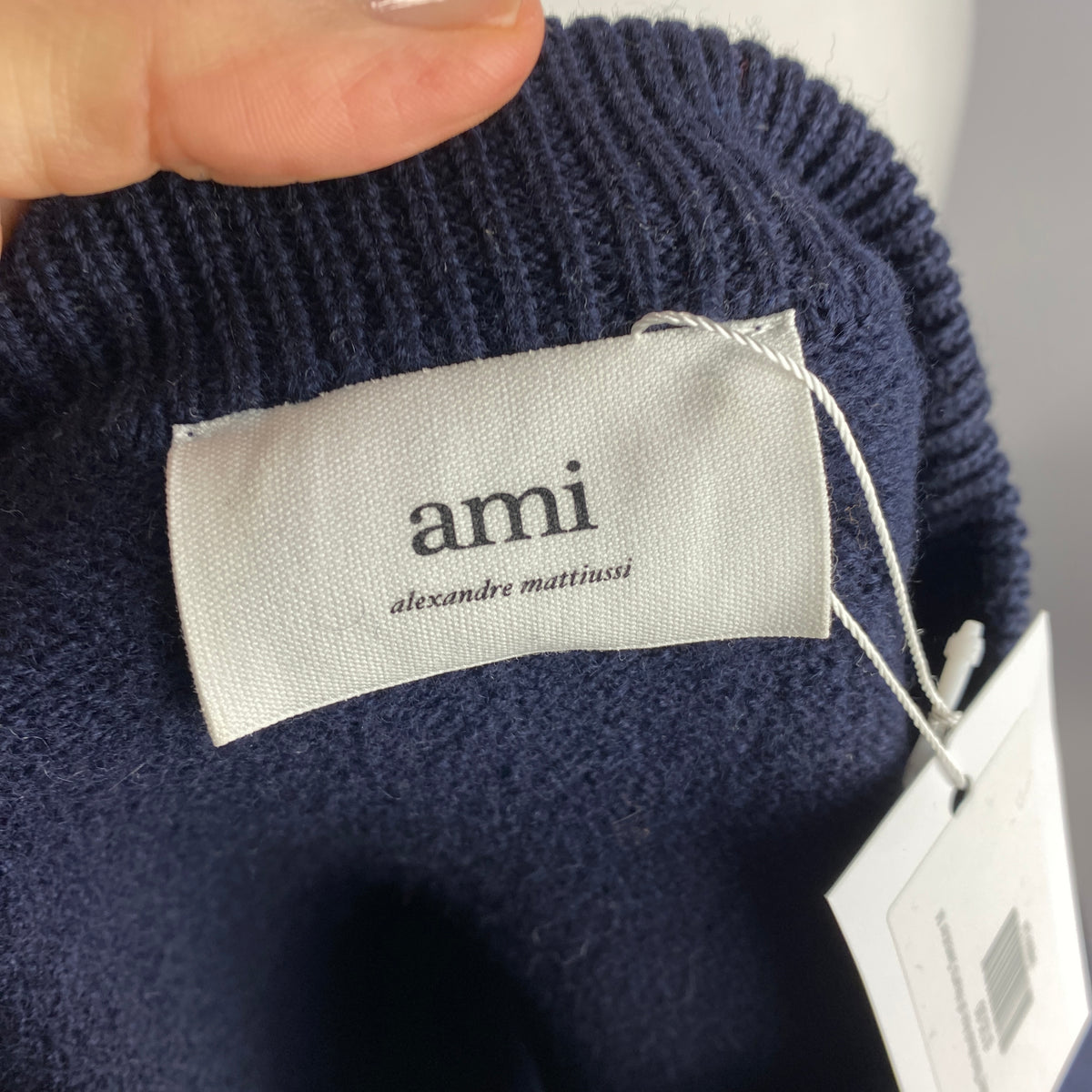Ami Paris £375 Navy Thick Wool Ace of Hearts Sweater M