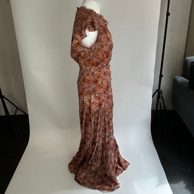 Veronica Beard Salmon Floral Button Down Maxi Dress M