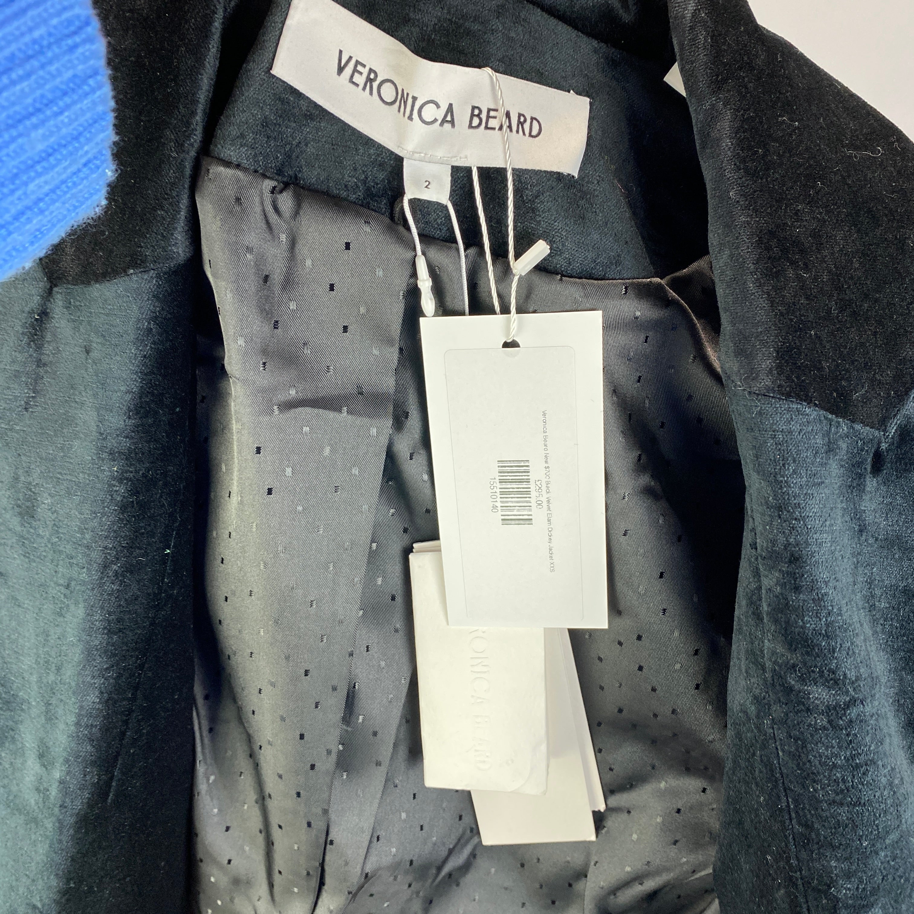 Veronica Beard New $700 Black Velvet Elam Dickey Jacket XXS