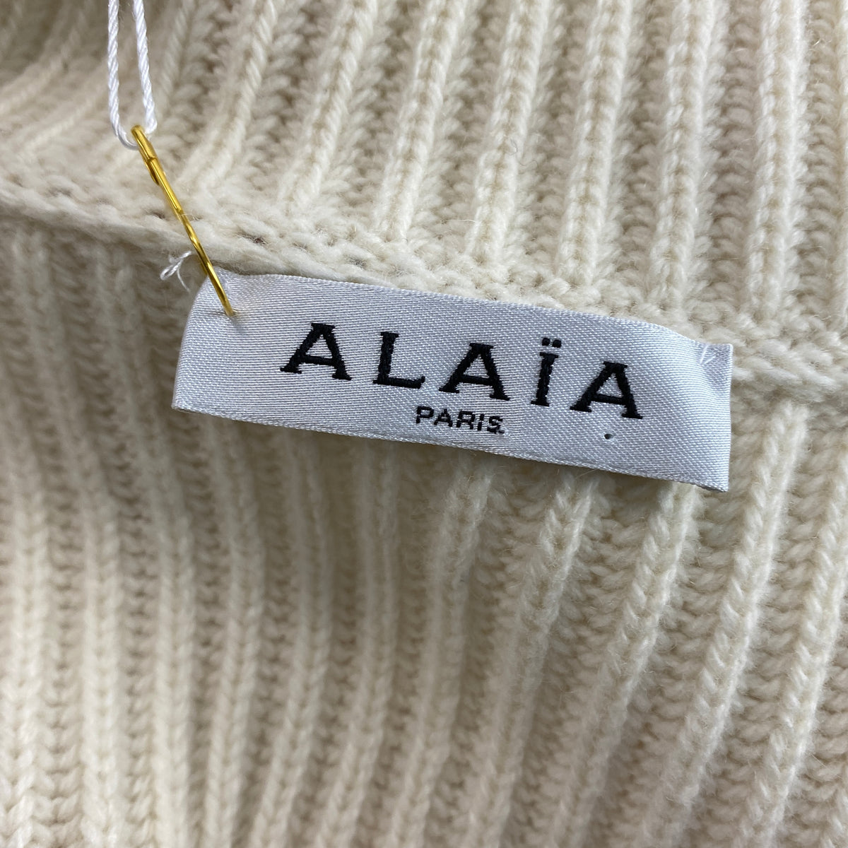 Alaia £2200 Cream Wool & Cashmere Chunky Rib Knit Cardigan XL