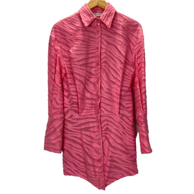 The Attico £948 Flamingo Pink Zebra Cut Silvye Shirt Dress XXS