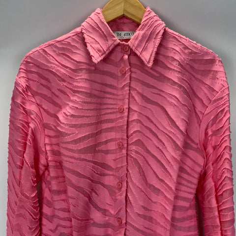 The Attico £948 Flamingo Pink Zebra Cut Silvye Shirt Dress XXS