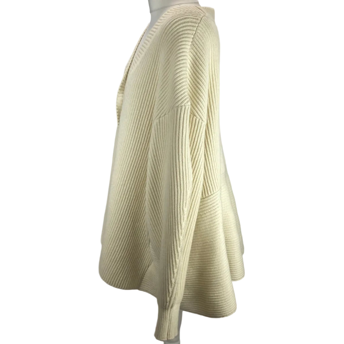 Alaia £2200 Cream Wool & Cashmere Chunky Rib Knit Cardigan XL