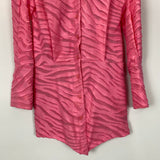 The Attico £948 Flamingo Pink Zebra Cut Silvye Shirt Dress XXS