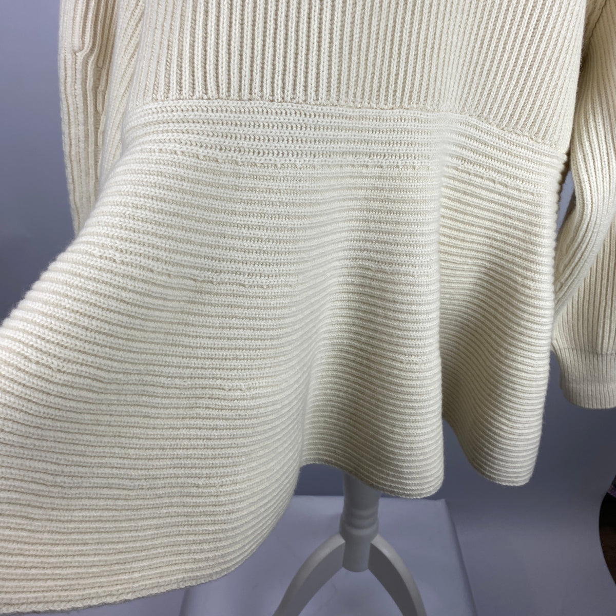 Alaia £2200 Cream Wool & Cashmere Chunky Rib Knit Cardigan XL