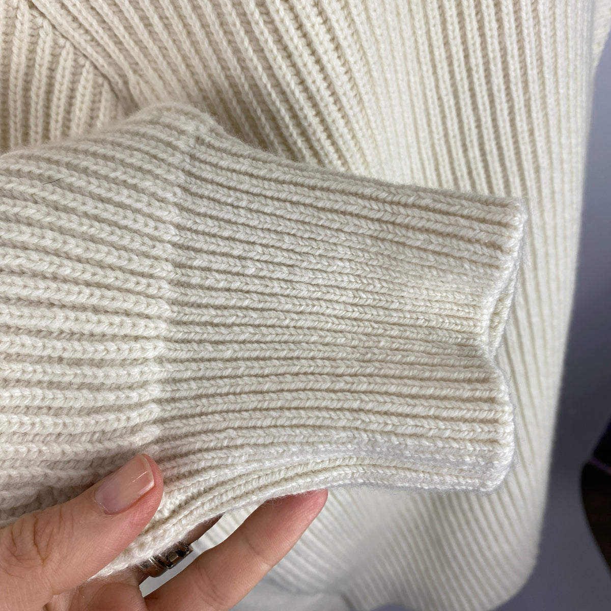 Alaia £2200 Cream Wool & Cashmere Chunky Rib Knit Cardigan XL