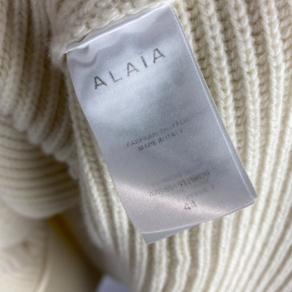 Alaia £2200 Cream Wool & Cashmere Chunky Rib Knit Cardigan XL