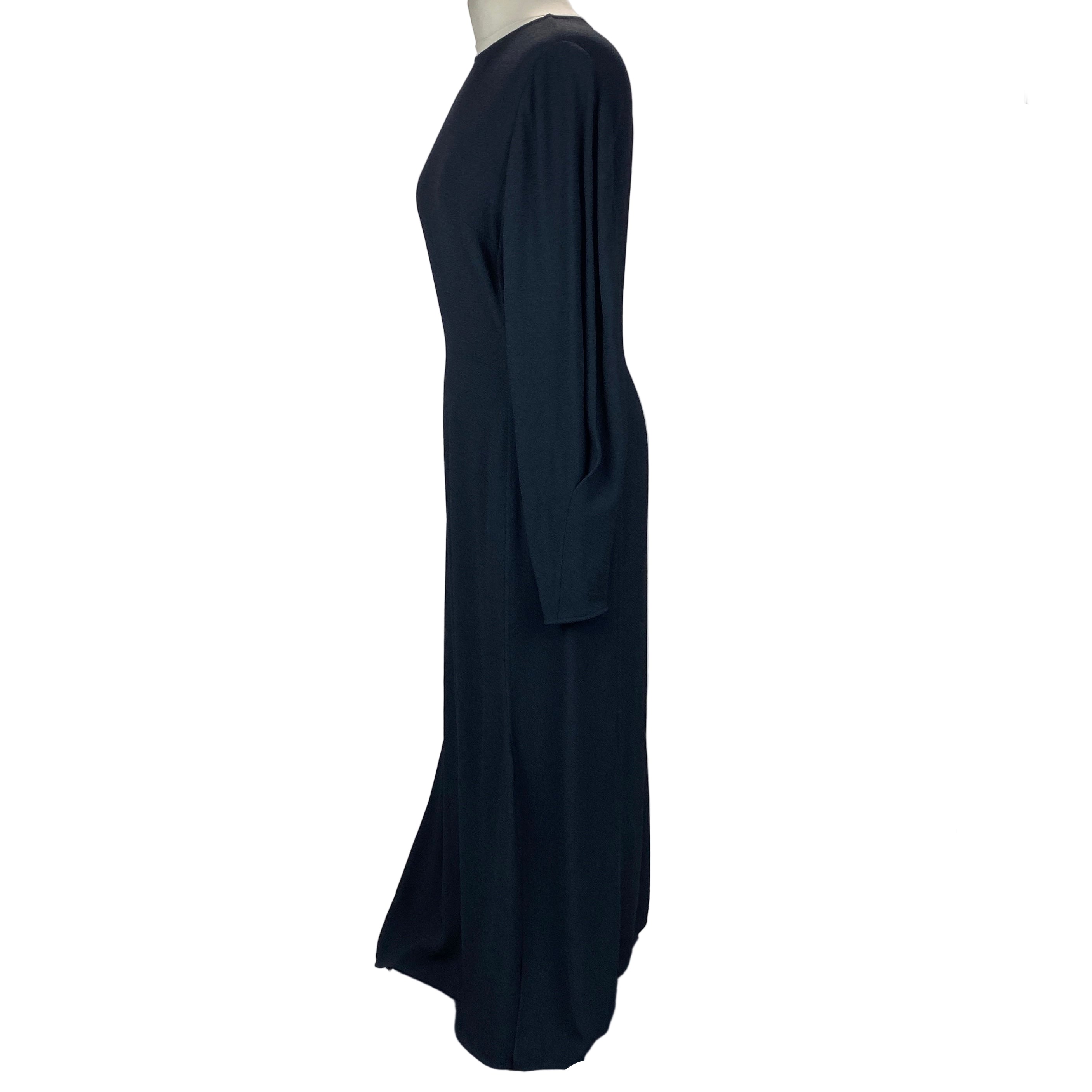 Victoria Beckham Navy Textured Crepe Maxi Dress L