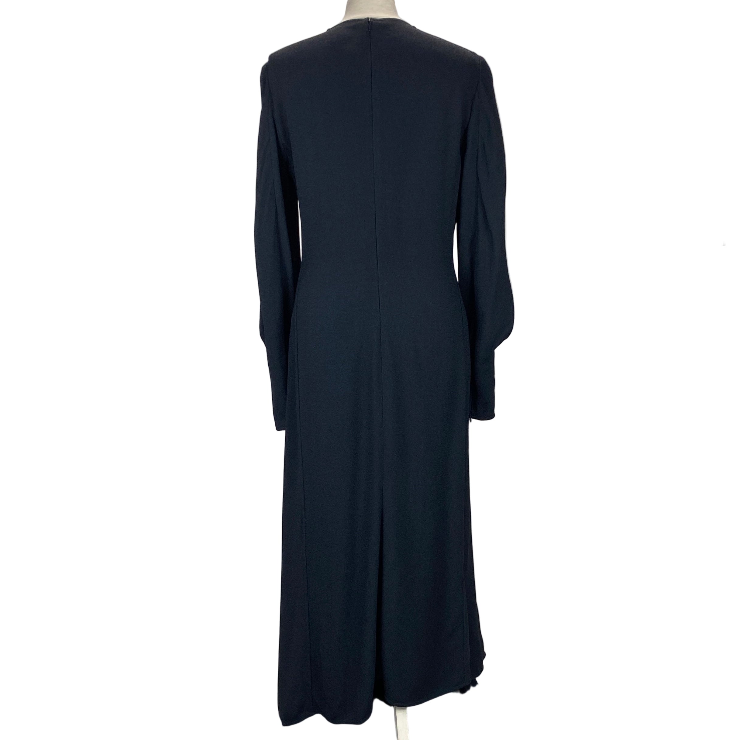 Victoria Beckham Navy Textured Crepe Maxi Dress L