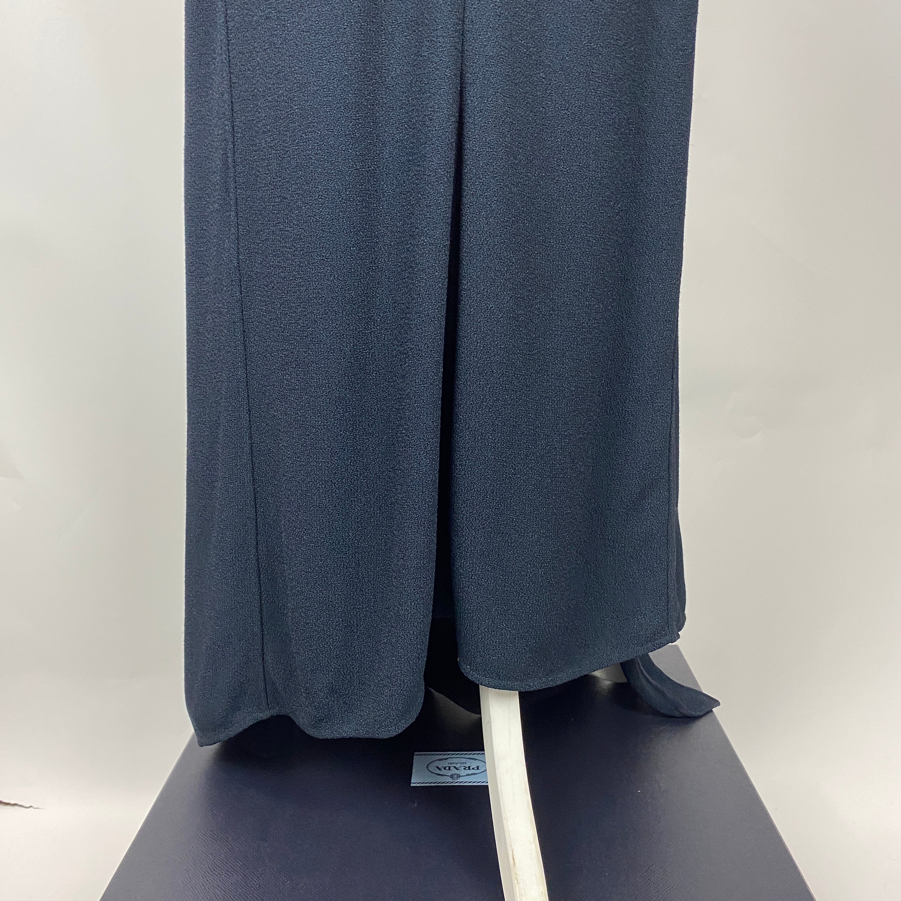 Victoria Beckham Navy Textured Crepe Maxi Dress L