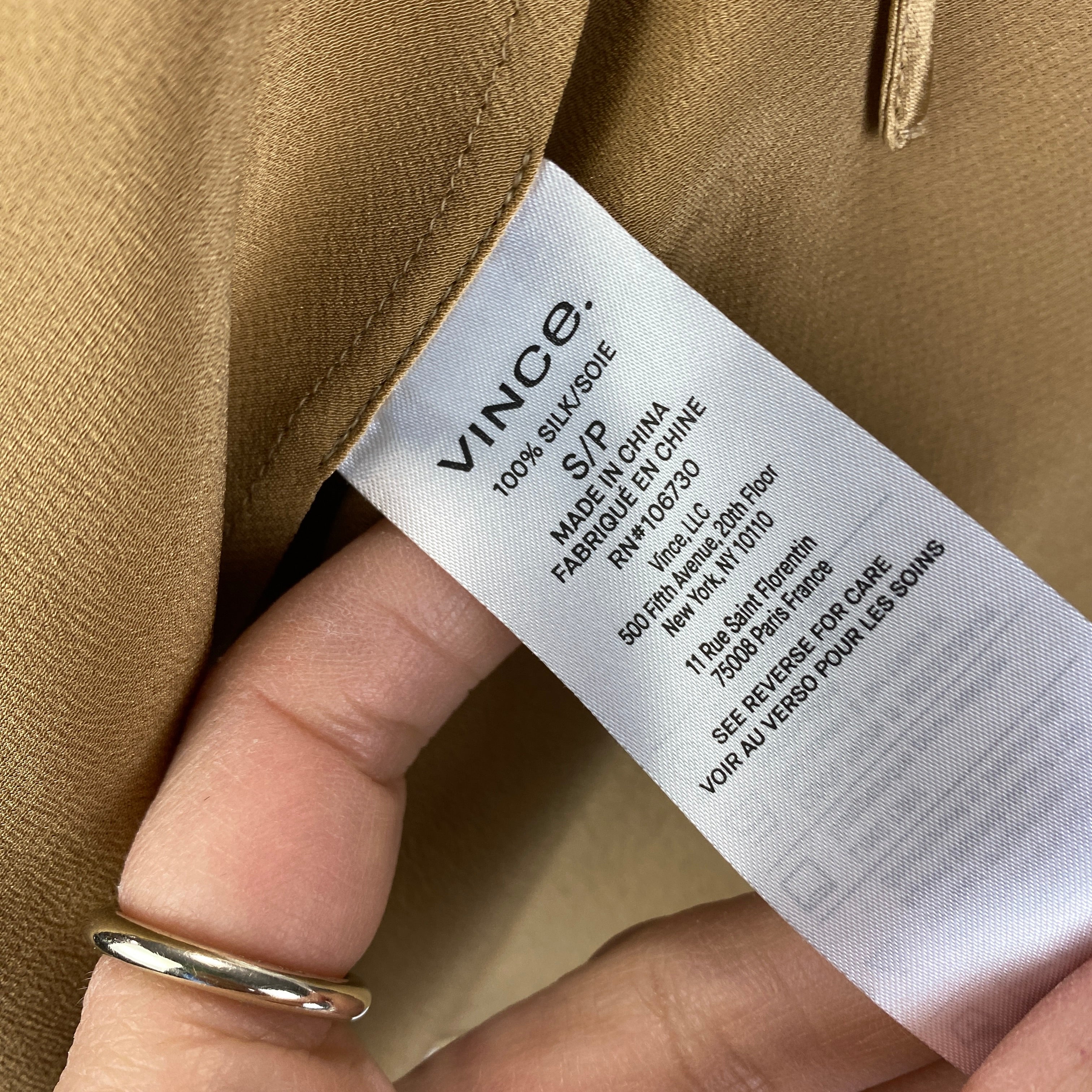 Vince New £195 Gold Silk Camisole S