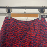 Chanel Red & Navy Chevron Tweed Midi Skirt XS/S