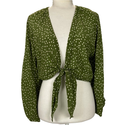 Adriana Degreas Brand New £415 Green Mille Punti Silk Shirt S