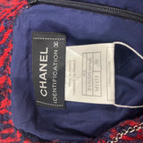 Chanel Red & Navy Chevron Tweed Midi Skirt XS/S