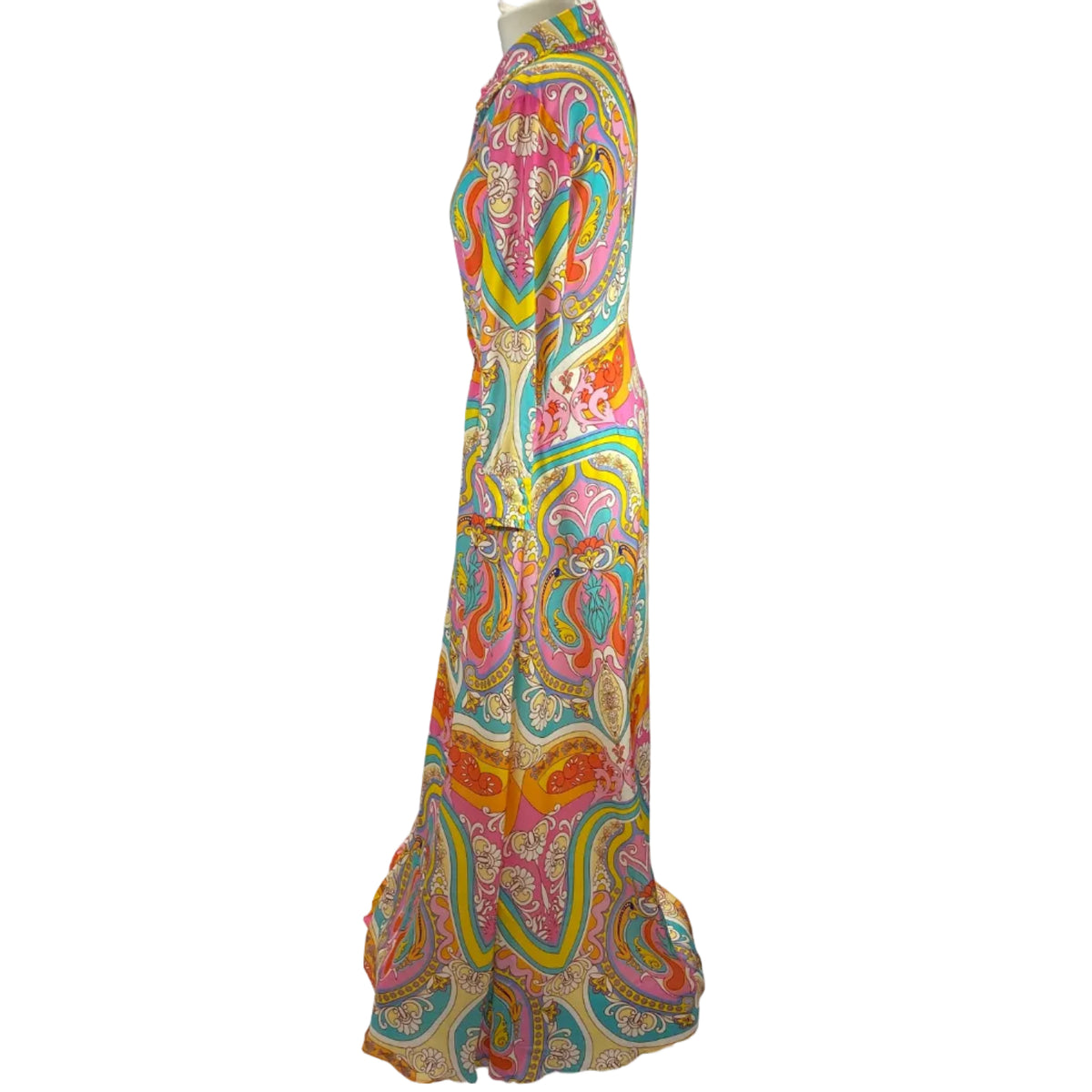 Borgo De Nor Brights Paisley Silk Maxi Shirtdress L
