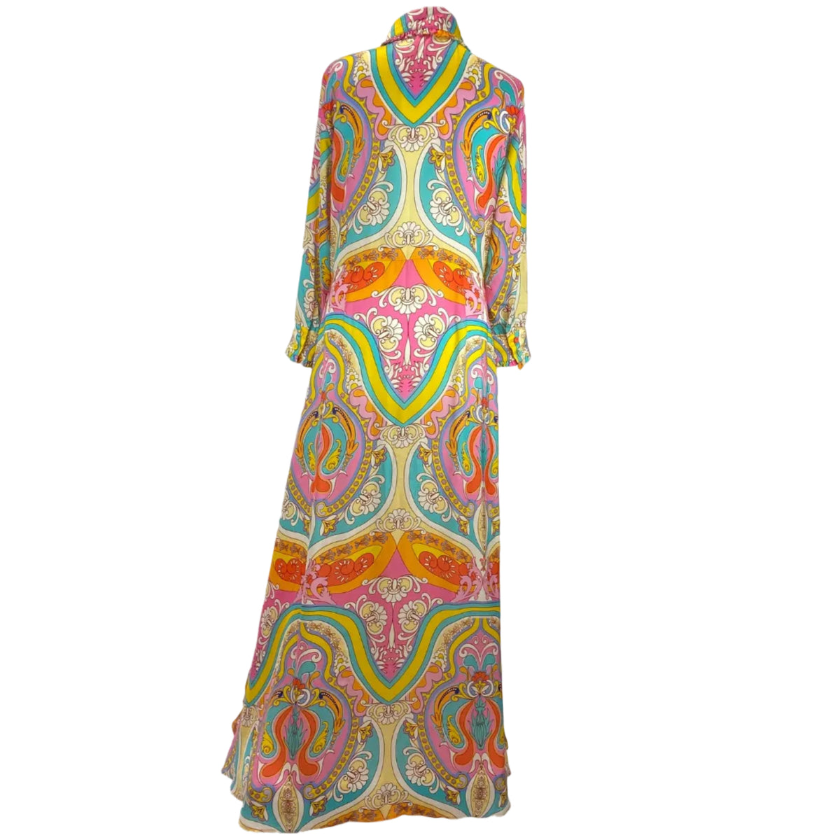 Borgo De Nor Brights Paisley Silk Maxi Shirtdress L