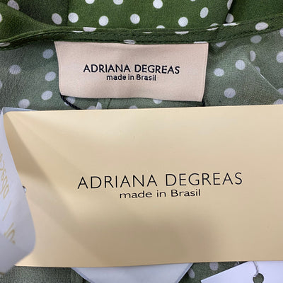 Adriana Degreas Brand New £415 Green Mille Punti Silk Shirt S