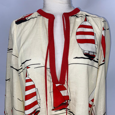 Gucci £2000 Sailboat-Print Silk-Blend Tunic Dress XS