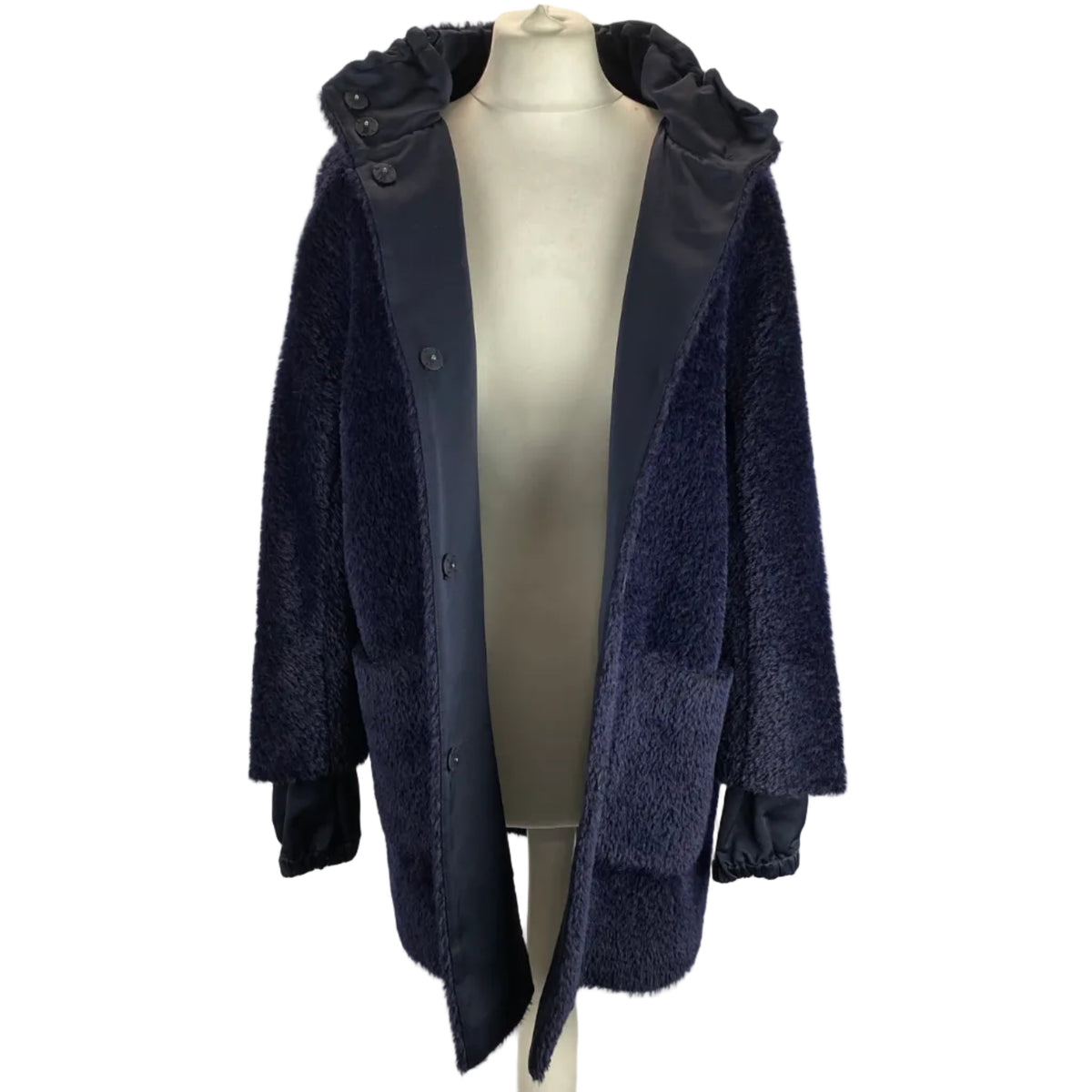 Max Mara £800 Navy Alpaca & Wool 2-Layer Coat XS/S