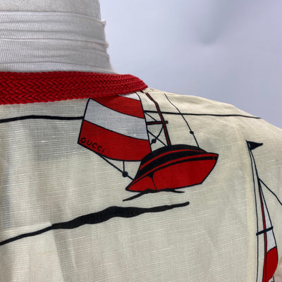 Gucci £2000 Sailboat-Print Silk-Blend Tunic Dress XS