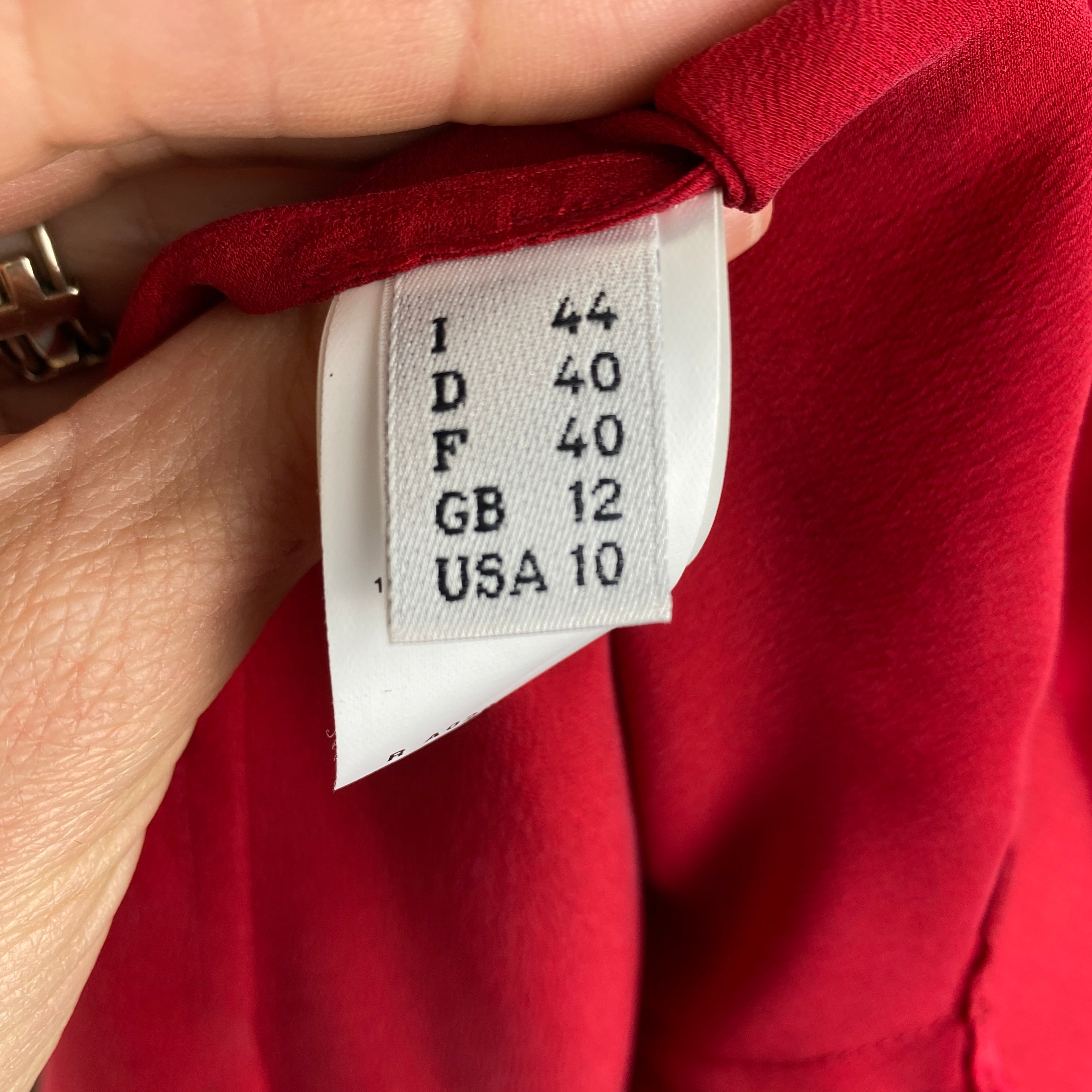 Moschino New Ruby Silk Satin Ruffled Blouse M