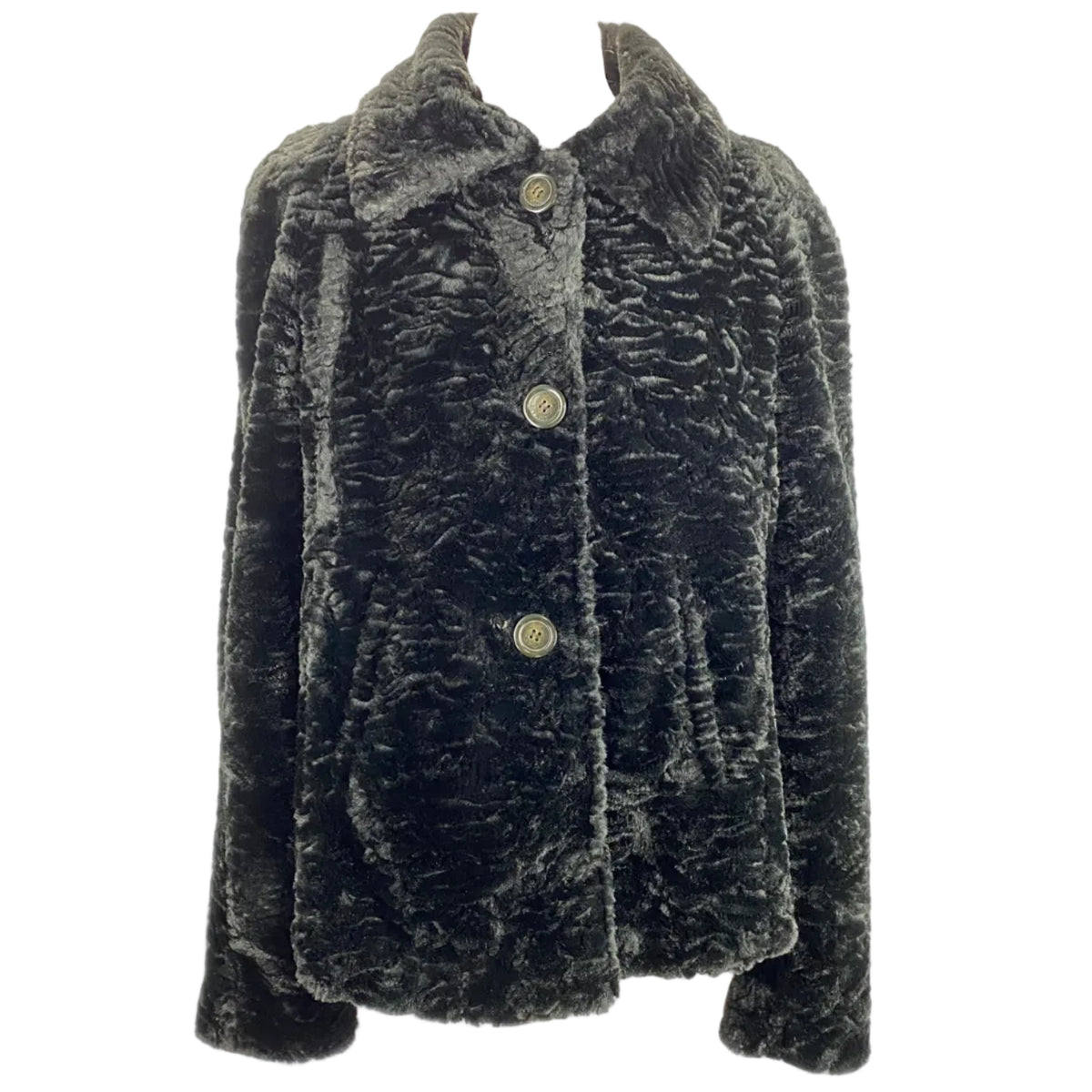 Armani Collezioni New Black Faux Fur Jacket M
