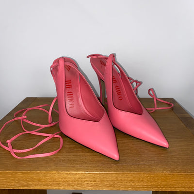 The Attico £640 Flamingo Pink Ankle Wrap Heels 38