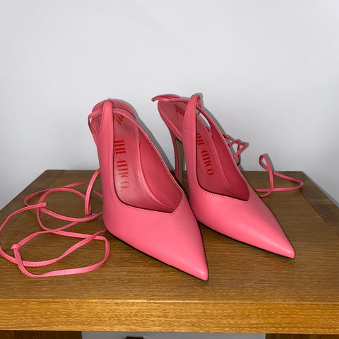 The Attico £640 Flamingo Pink Ankle Wrap Heels 38