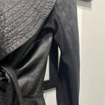 Rick Owens Black Lambskin Leather Curve Tie Front Jacket S