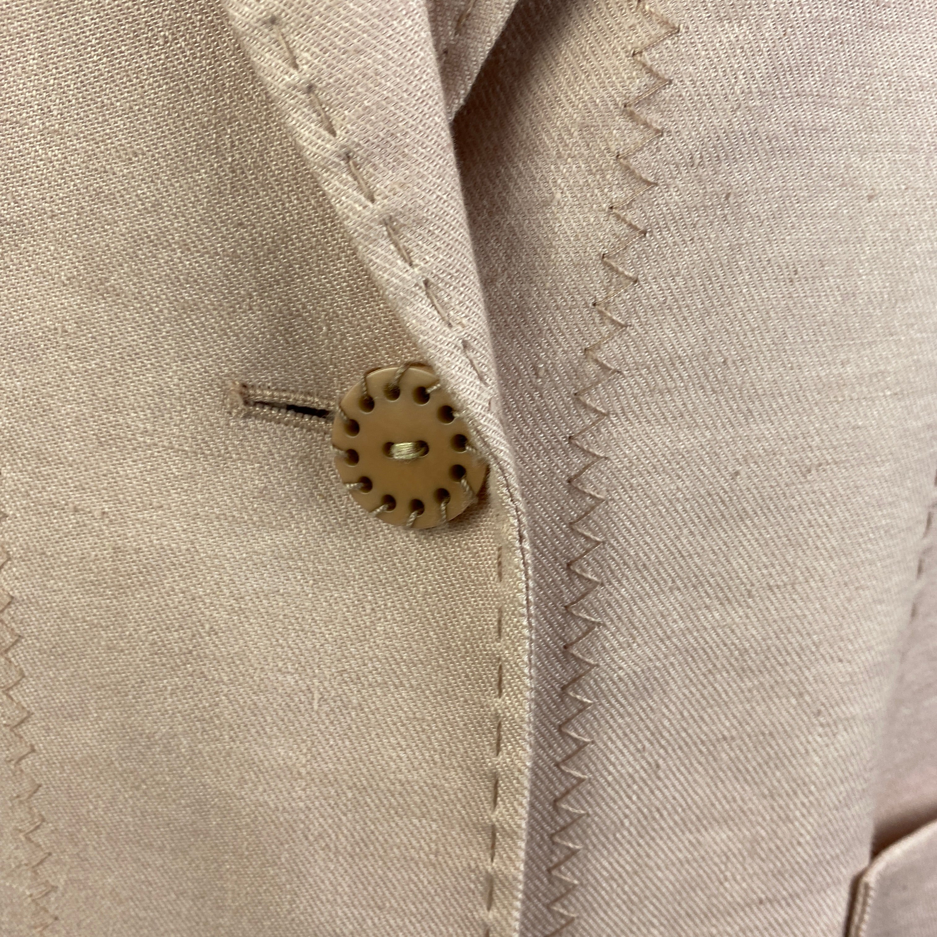 Zimmermann £1150 Nude Pink Topstitched Linen Jacket S