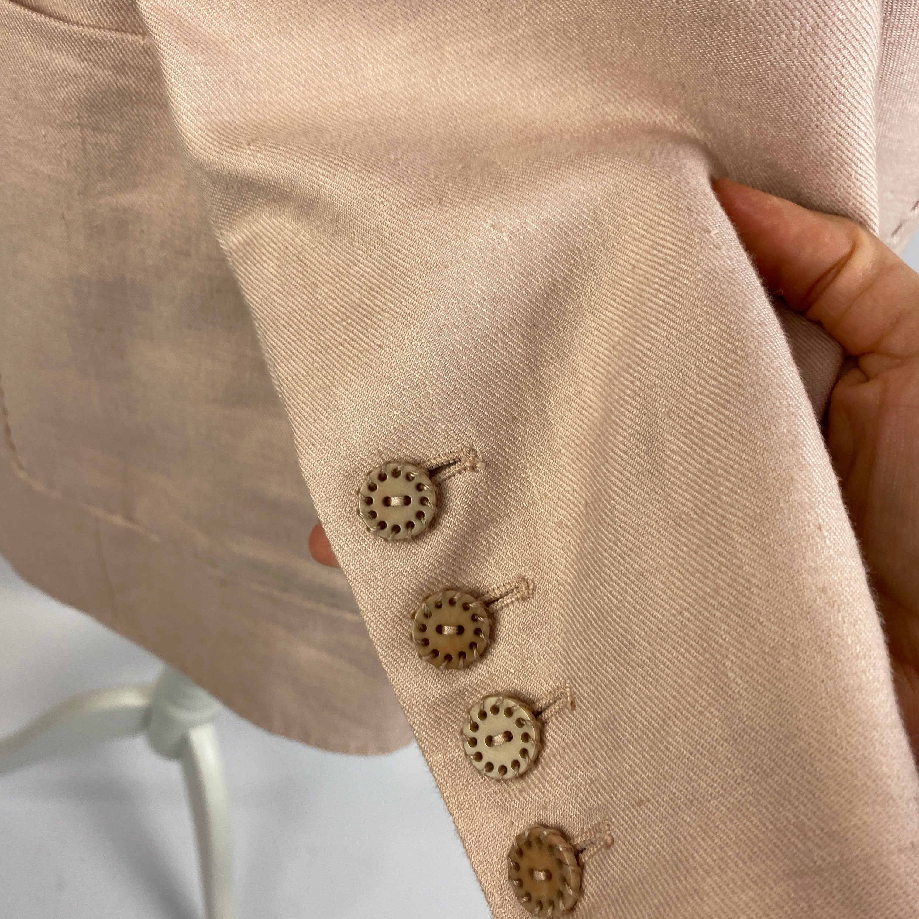 Zimmermann £1150 Nude Pink Topstitched Linen Jacket S