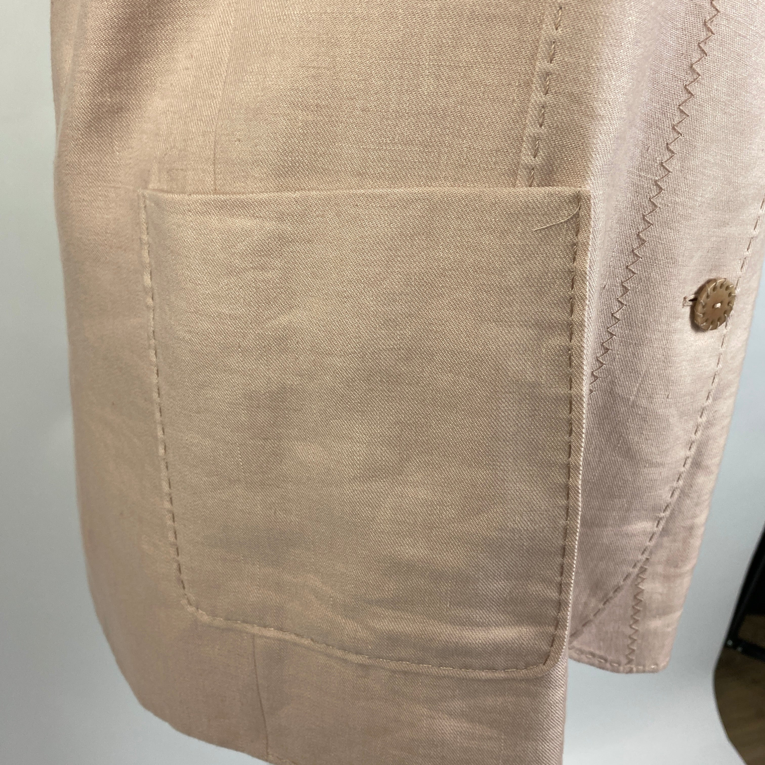 Zimmermann £1150 Nude Pink Topstitched Linen Jacket S