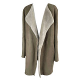 Theory Brand New Putty Shearling Reversible Coat L