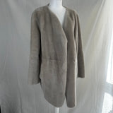 Theory Brand New Putty Shearling Reversible Coat L