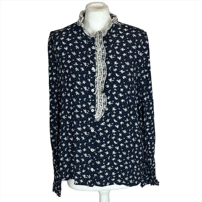 Sezane x Sea New York Navy Floral Blouse M