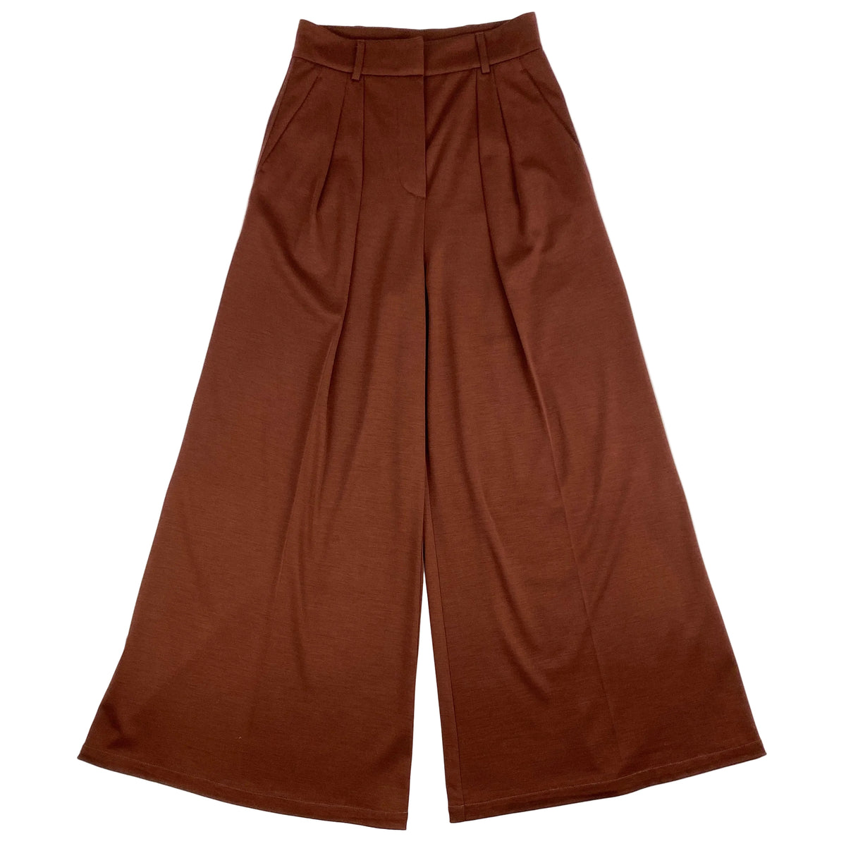 Max Mara New Cinnamon Wool Jersey Wide Leg Pants S