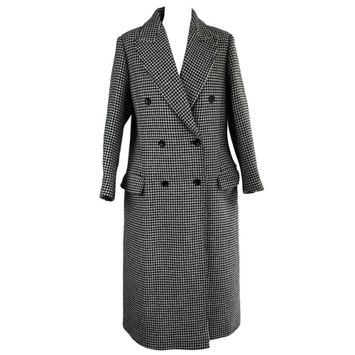Joseph £895 Black & White Smart Dogtooth Arlon Wool Coat L