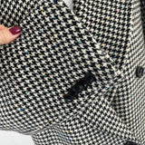 Joseph £895 Black & White Smart Dogtooth Arlon Wool Coat L