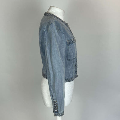 Veronica Beard Vintaged Denim Plait Detail Jacket S/M