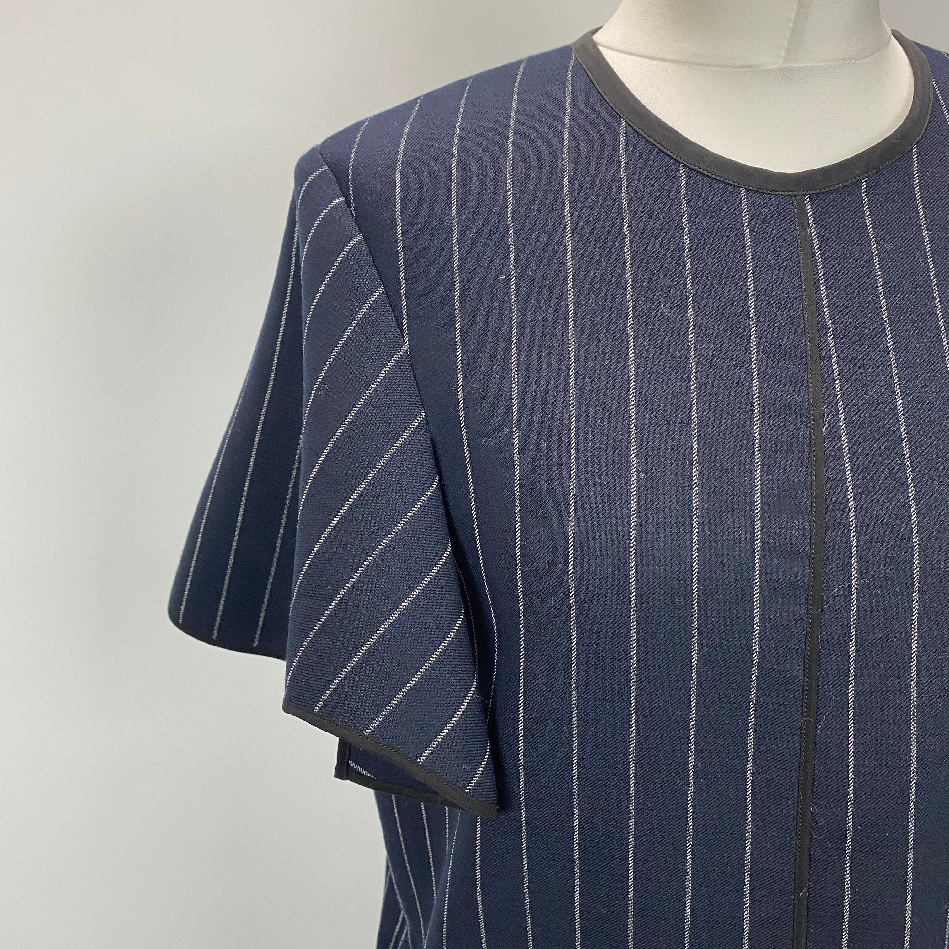 Victoria Beckham Navy Pinstripe Shift Dress M