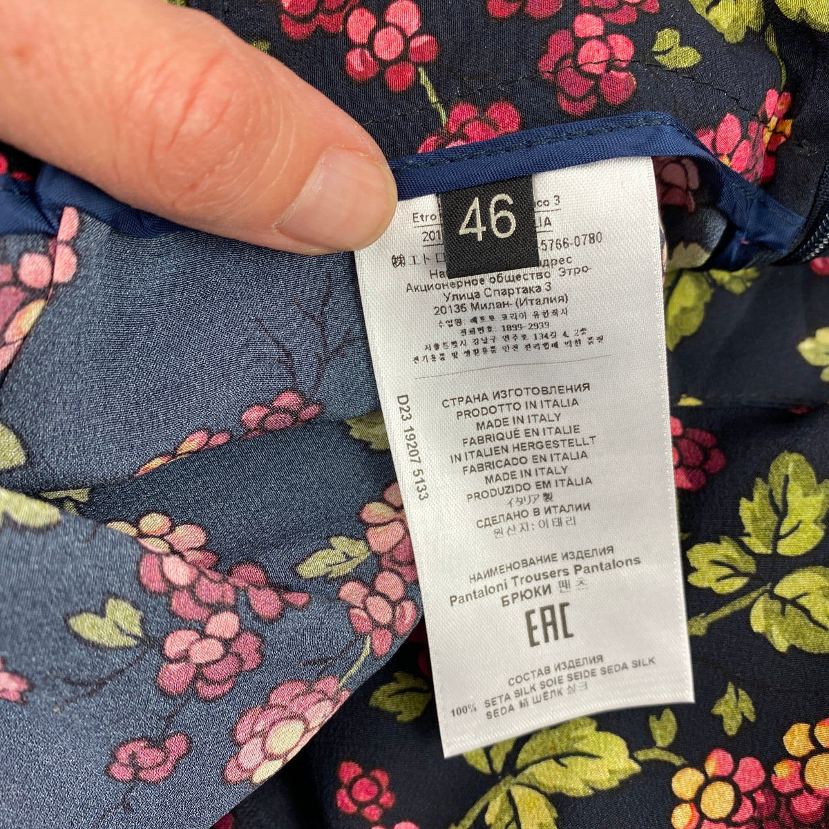Etro New £890 Black Berry Print Silk Palazzo Pants L