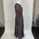 Ulla Johnson Brand New Grey Print Silk Belted Maxi Dress L
