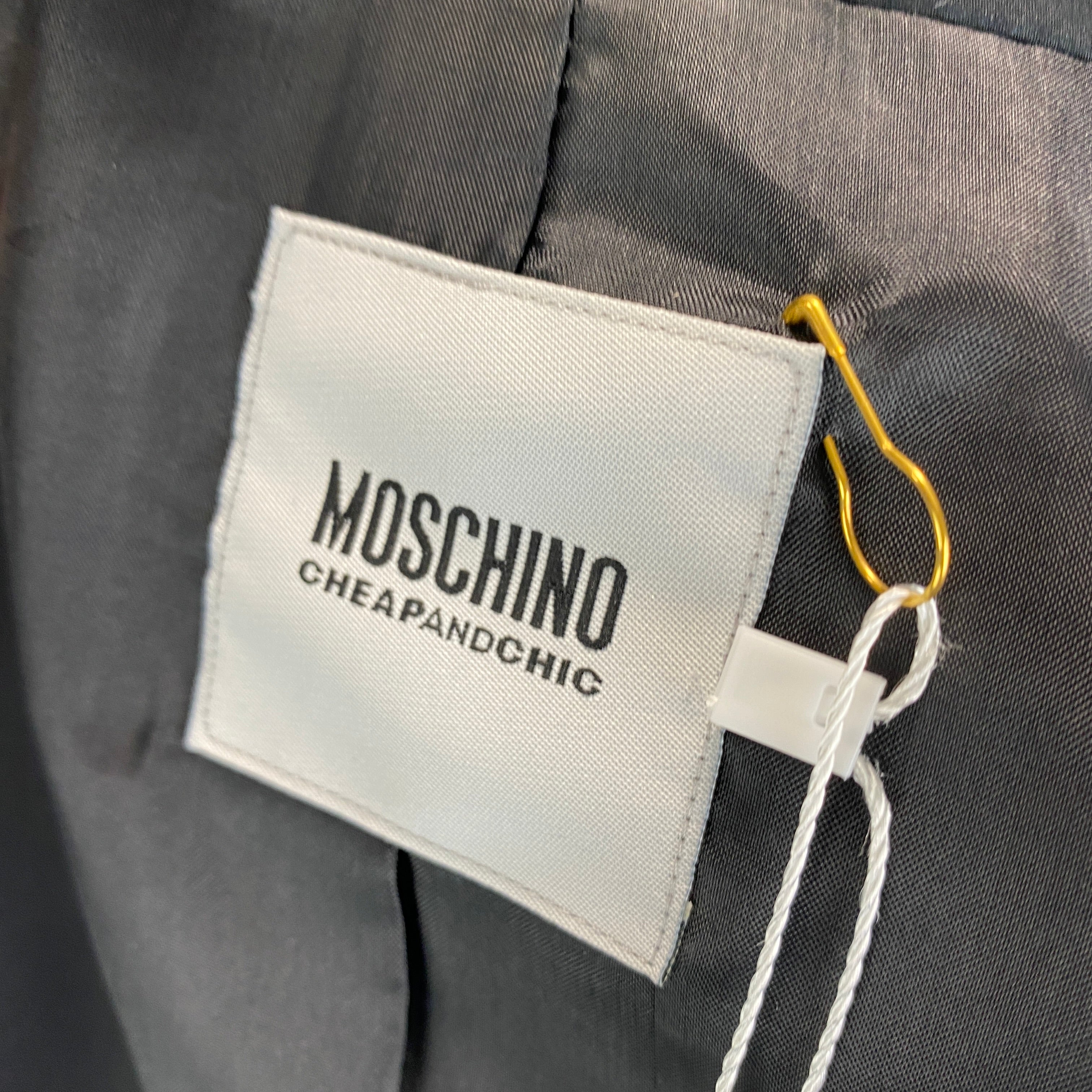 Moschino Black Cotton Blazer with Cream Trim L
