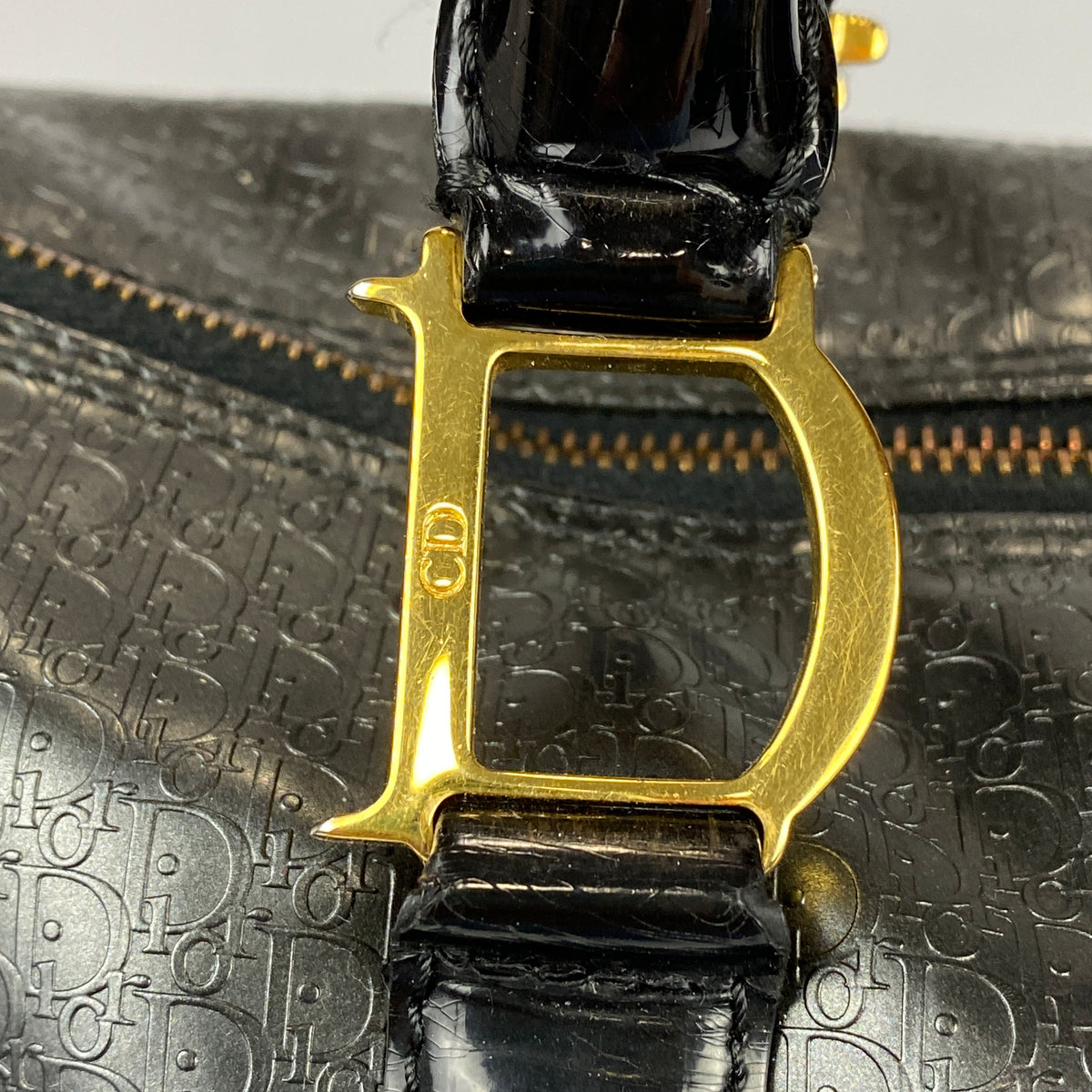 Christian Dior Vintage 2001 Black Logo Leather Boston Bag