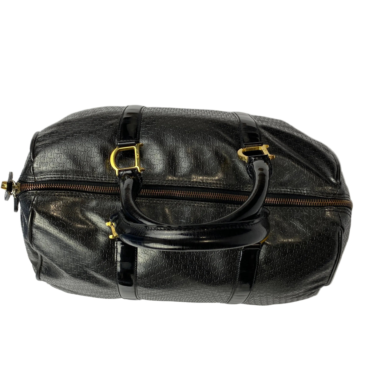 Christian Dior Vintage 2001 Black Logo Leather Boston Bag