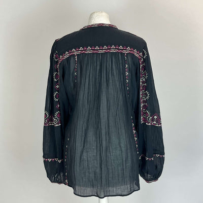 Isabel Marant Etoile Black Embroidered Muslin Tunic Top S