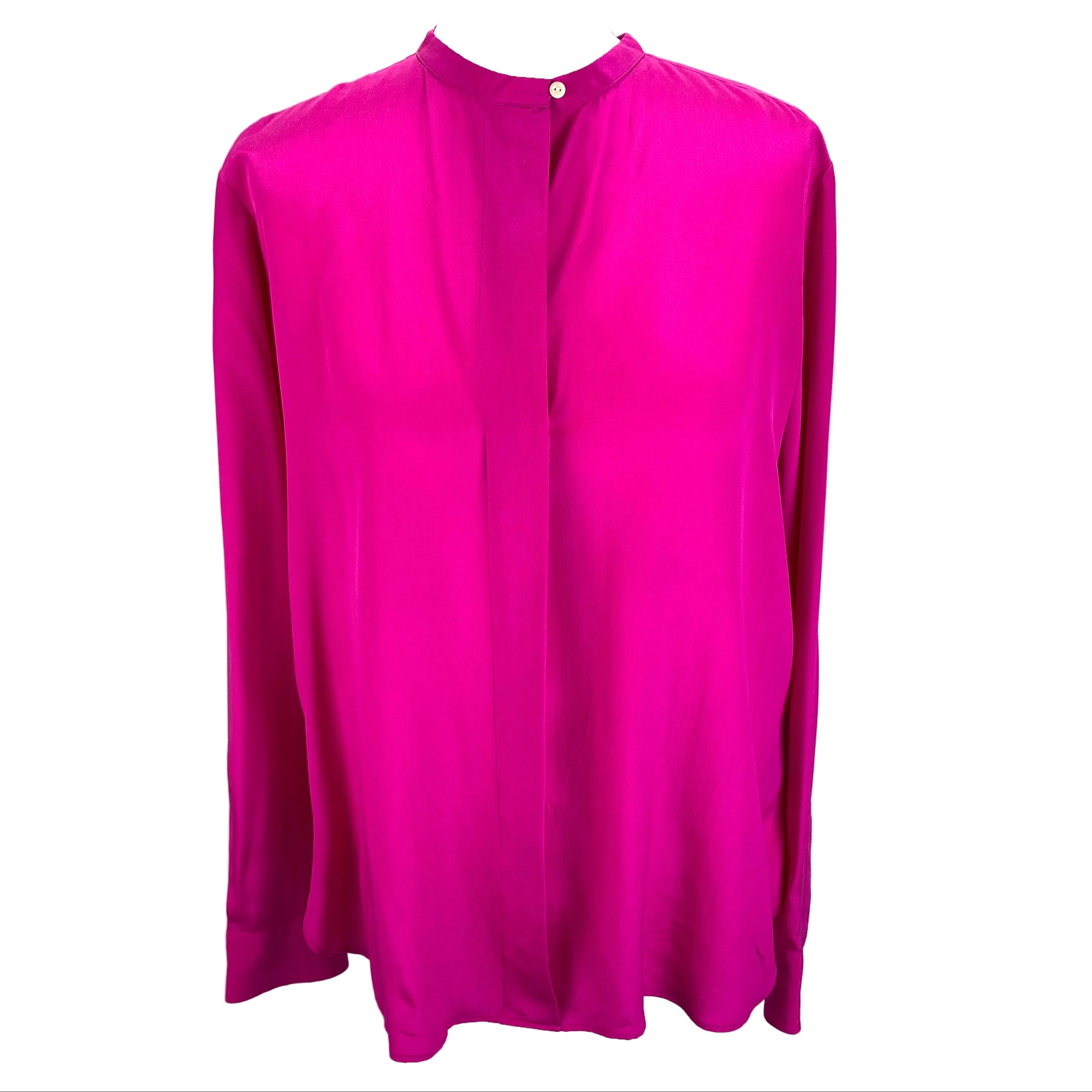 Ralph Lauren Fuchsia Silk Collarless Shirt XL