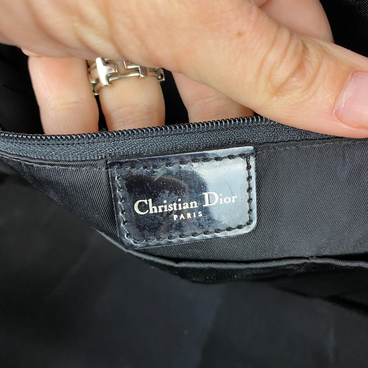 Christian Dior Vintage 2001 Black Logo Leather Boston Bag
