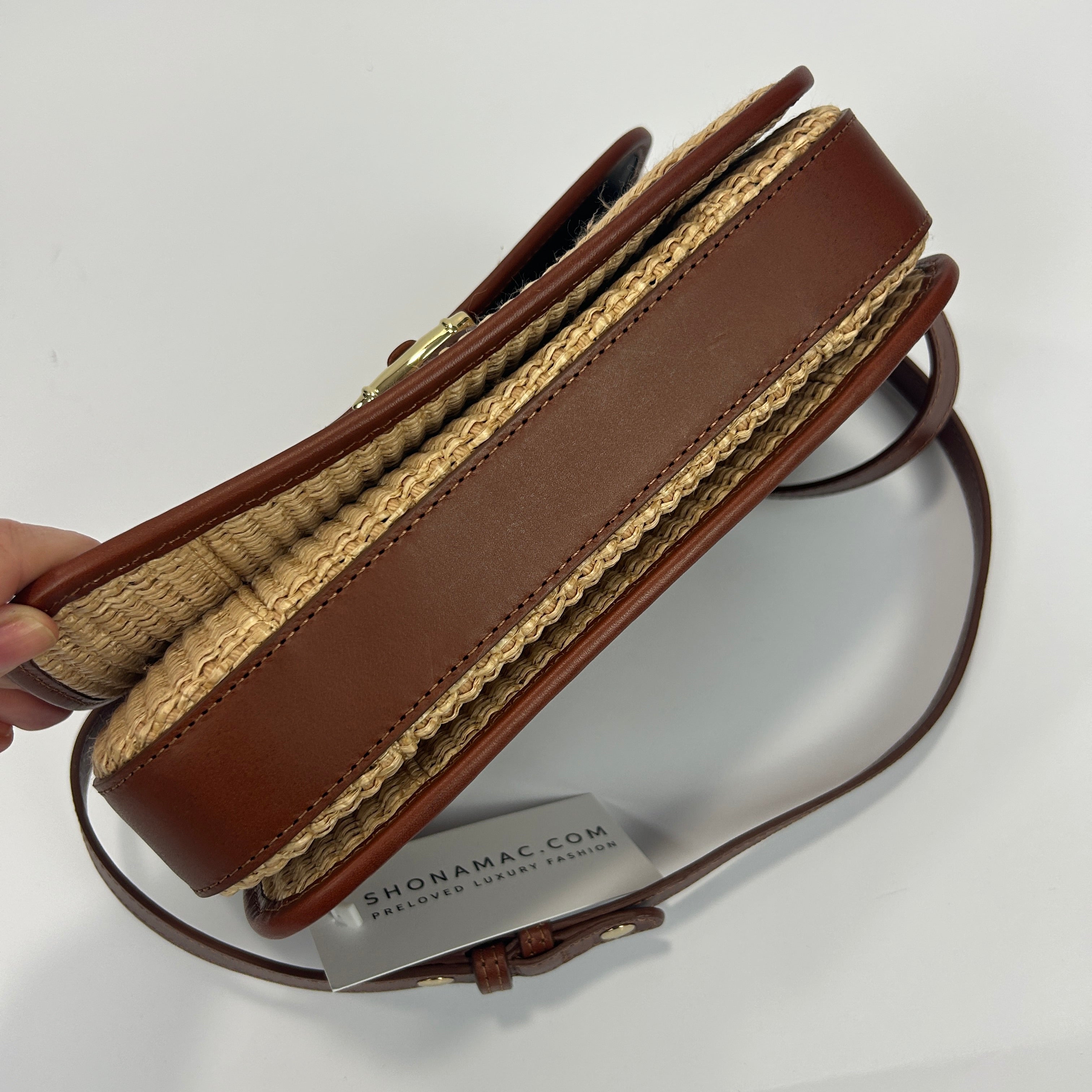 Sezane New £355 Woven Straw & Leather Crossbody Bag